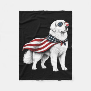 Great Pyrenees 4th Of July Aamerican Flag Dog Fleece Blanket