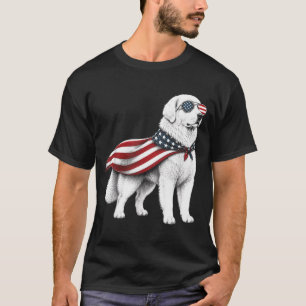 Great Pyrenees 4th Of July Aamerican Flag Dog T-Shirt