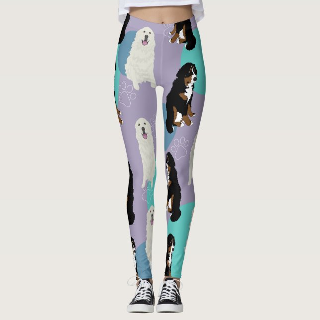 Great Pyrenees and Bernese Mountain Dog  Leggings (Front)