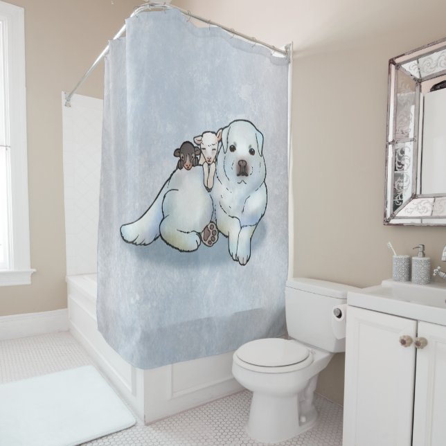 Great Pyrenees and Lambs Shower Curtain (In Situ)