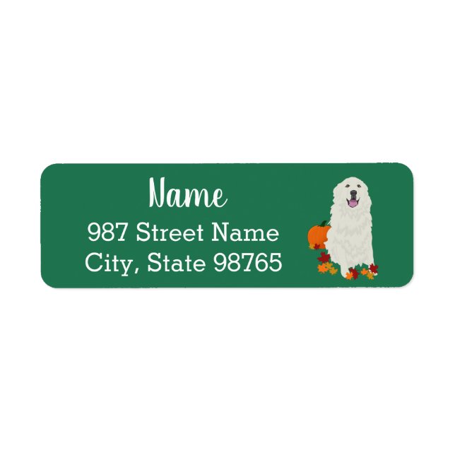 Great Pyrenees Autumn Return Address Label (Front)