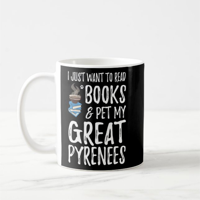 Great Pyrenees Avid Book Reader Book Funny Dog Mum Coffee Mug (Left)