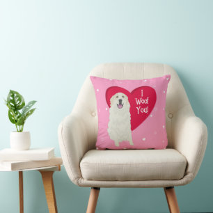 Great Pyrenees Badger Markings Valentines Day Cushion