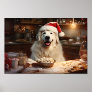  Great Pyrenees Baking Christmas Cookies Poster