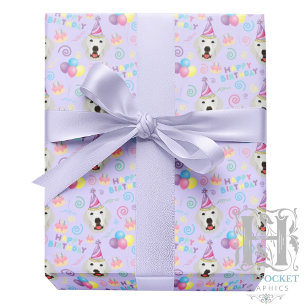 Great Pyrenees Birthday Gift Wrapping Paper Purple