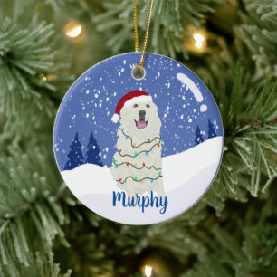 Great Pyrenees Christmas  Ceramic Ornament