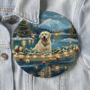 Great Pyrenees Christmas Festive Voyage 6 Cm Round Badge