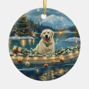 Great Pyrenees Christmas Festive Voyage Ceramic Ornament