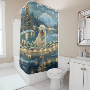 Great Pyrenees Christmas Festive Voyage Shower Curtain