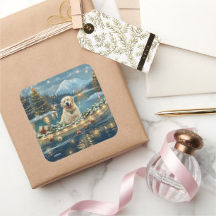 Great Pyrenees Christmas Festive Voyage Square Sticker