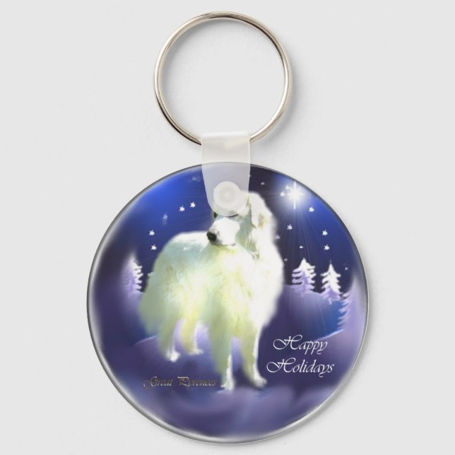 Great Pyrenees Christmas Gifts Key Ring (Front)