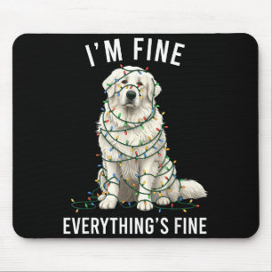 Great Pyrenees Christmas I'm Fine Everything Is Fi Mouse Pad