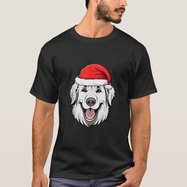 Great Pyrenees Christmas Santa Dog Cute Holiday Pu T-Shirt (Front)