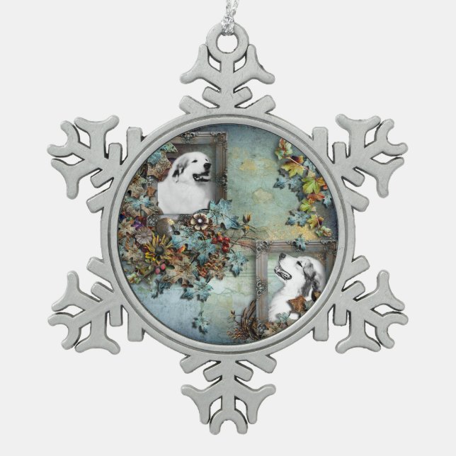 Great Pyrenees Christmas Snowflake Ornament - Blue (Front)