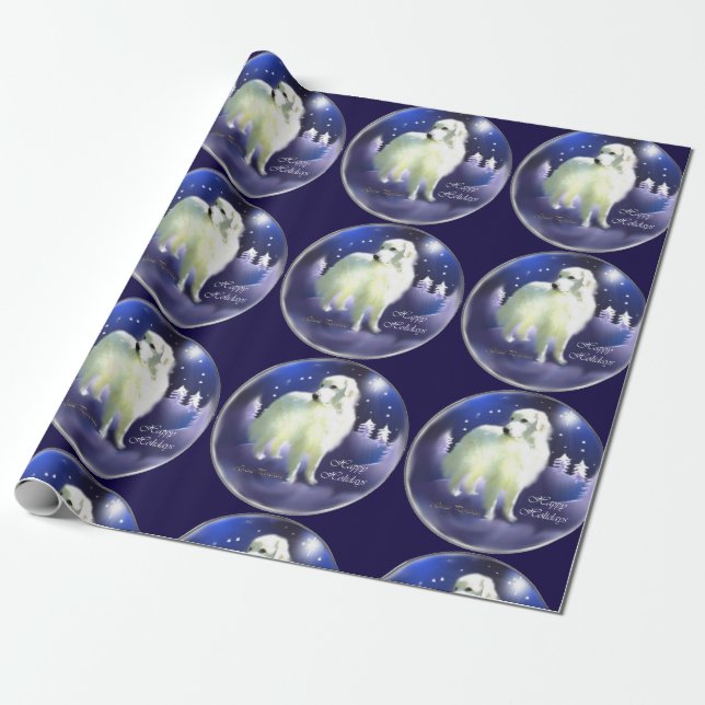 Great Pyrenees Christmas Wrapping Paper (Unrolled)