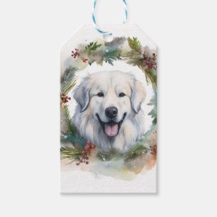 Great Pyrenees Christmas Wreath Festive Pup  Gift Tags