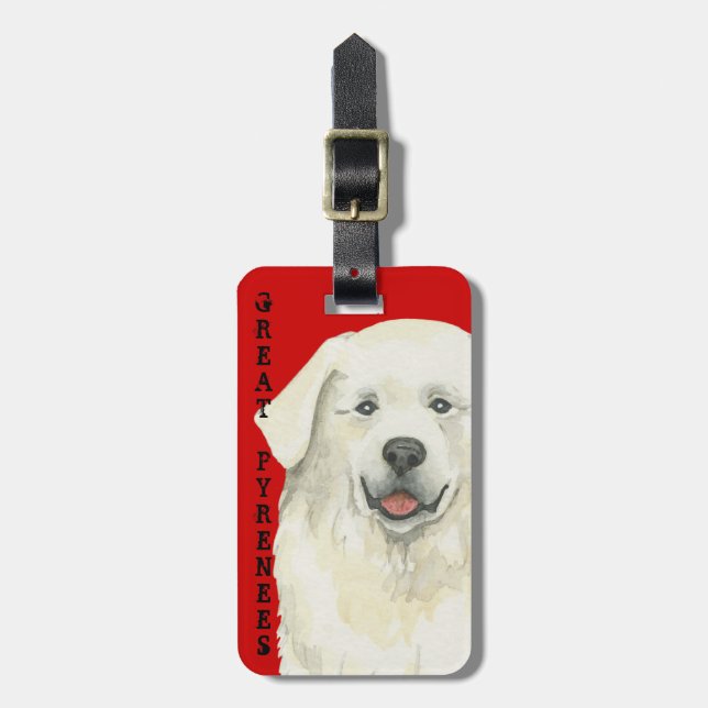 Great Pyrenees Colour Block Luggage Tag (Front Vertical)
