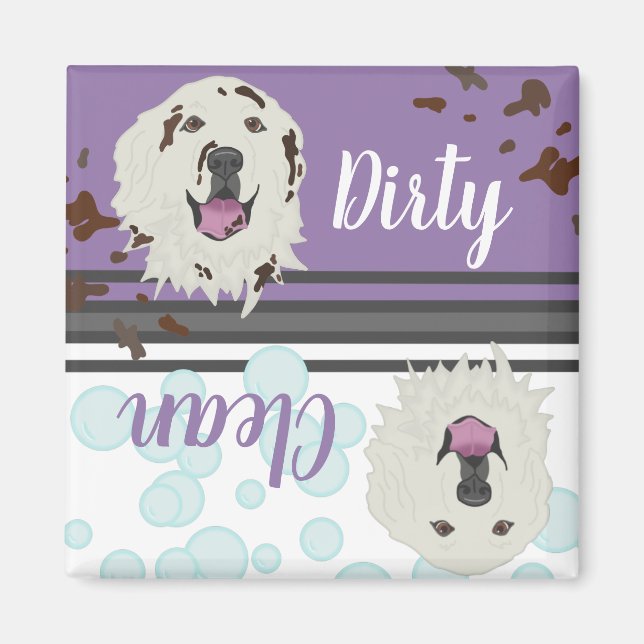 Great Pyrenees Dirty/Clean Dishwasher Magnet (Front)