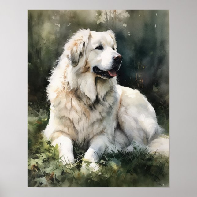 Great Pyrenees Dog Art Print Poster (Front)