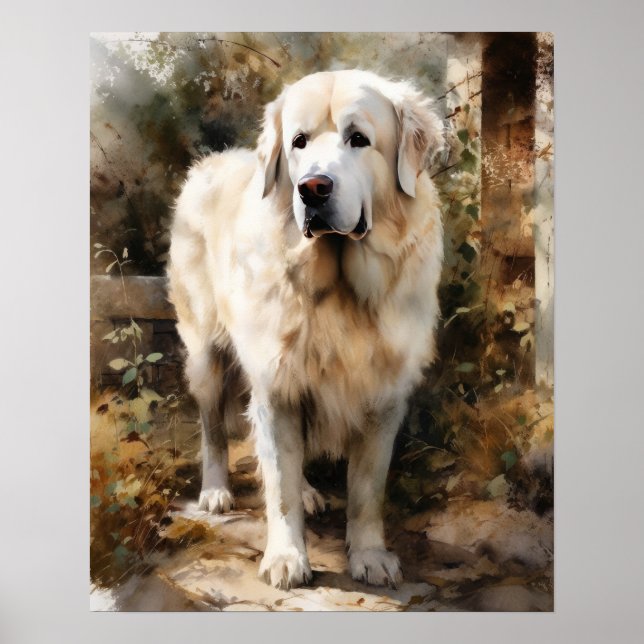 Great Pyrenees Dog Art Print Poster (Front)
