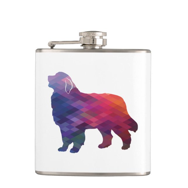 Great Pyrenees Dog Breed Geo Silhouette Purple Hip Flask (Front)