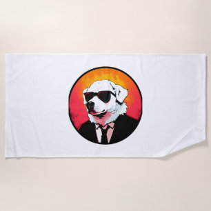 Great Pyrenees Dog Businessman Beach Towel