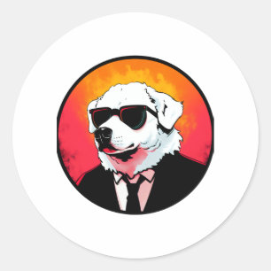 Great Pyrenees Dog Businessman Classic Round Sticker