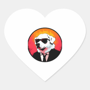 Great Pyrenees Dog Businessman Heart Sticker