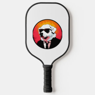 Great Pyrenees Dog Businessman   Pickleball Paddle
