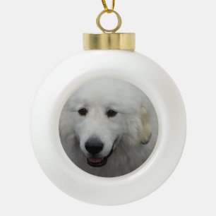 Great Pyrenees Dog Ceramic Ball Christmas Ornament