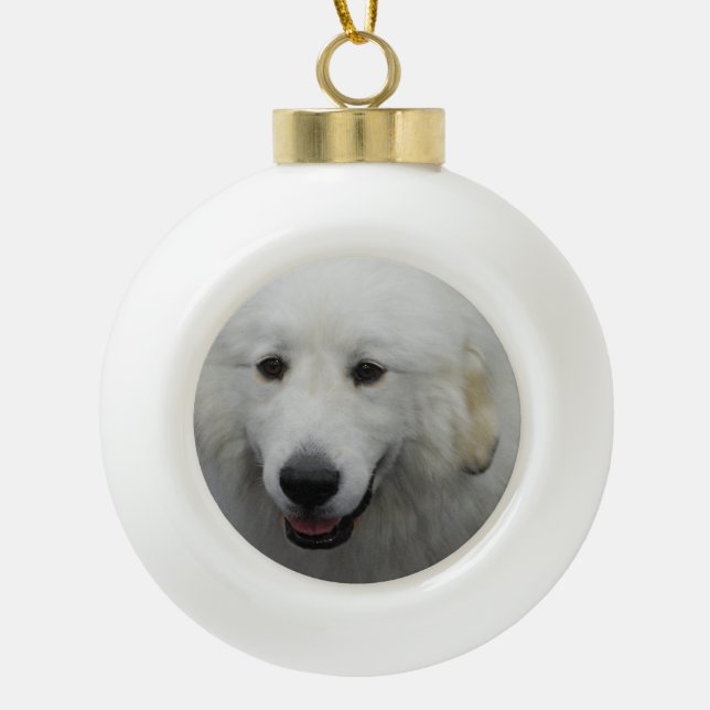 Great Pyrenees Dog Ceramic Ball Christmas Ornament (Front)