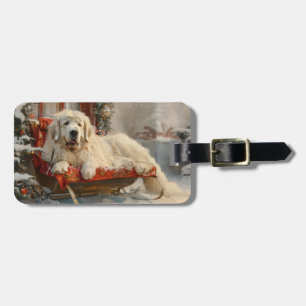 Great Pyrenees Dog Christmas Festive Luggage Tag