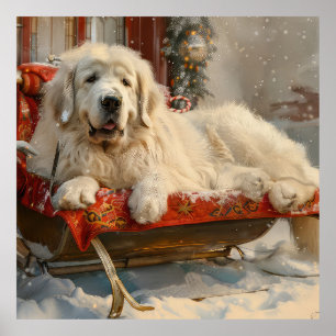 Great Pyrenees Dog Christmas Festive Poster