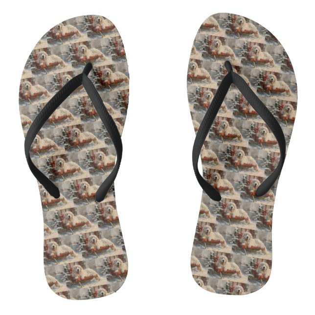 Great Pyrenees Dog Christmas Festive Thongs (Footbed)