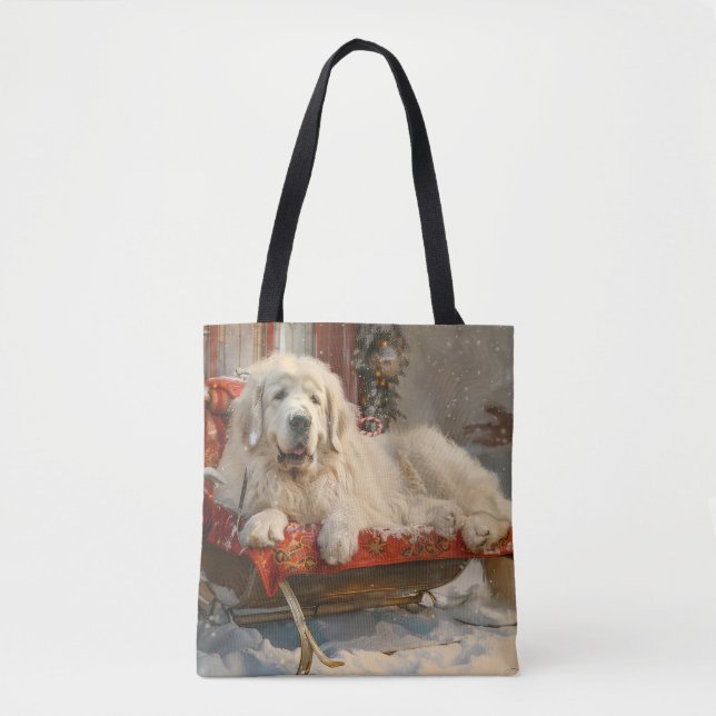 Great Pyrenees Dog Christmas Festive Tote Bag (Front)