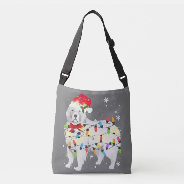 Great Pyrenees Dog Christmas Light Xmas Mum Dad Crossbody Bag (Front)