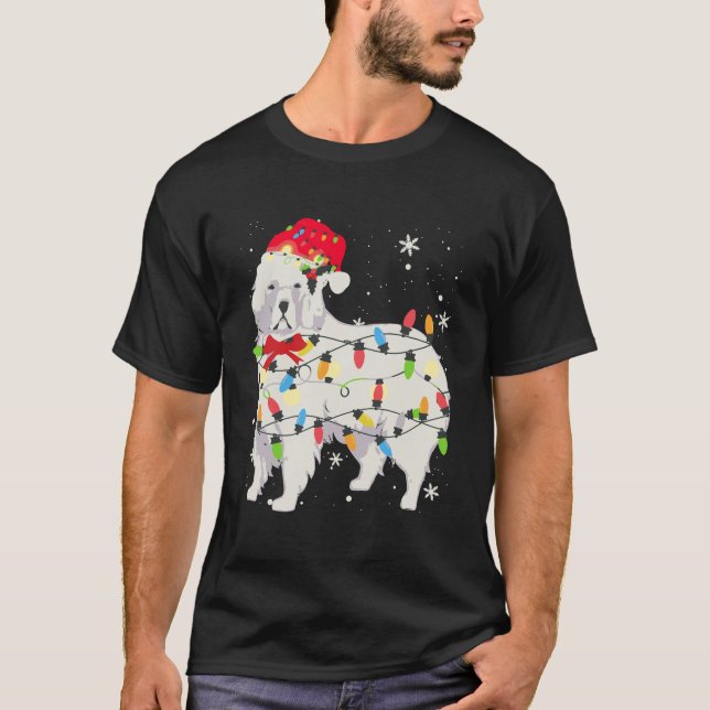 Great Pyrenees Dog Christmas Light Xmas Mum Dad Gi T-Shirt (Front)