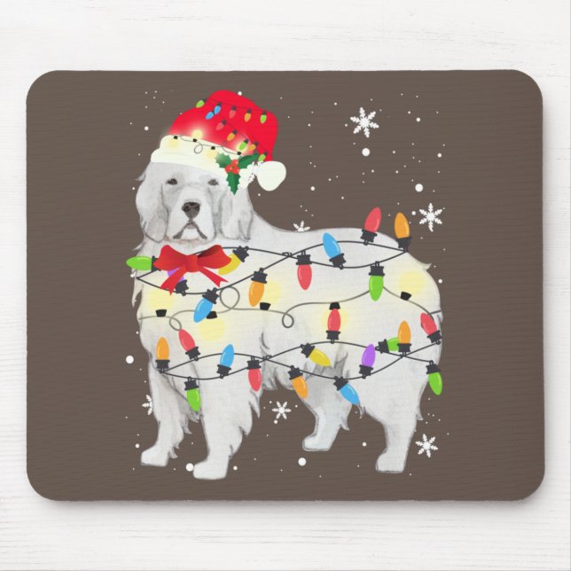Great Pyrenees Dog Christmas Light Xmas Mum Dad Mouse Pad (Front)
