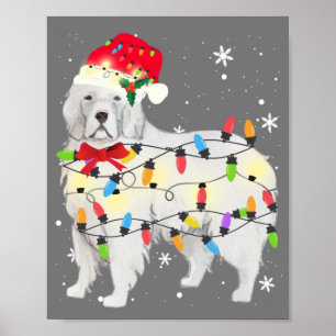 Great Pyrenees Dog Christmas Light Xmas Mum Dad Poster