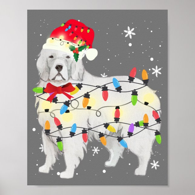 Great Pyrenees Dog Christmas Light Xmas Mum Dad Poster (Front)