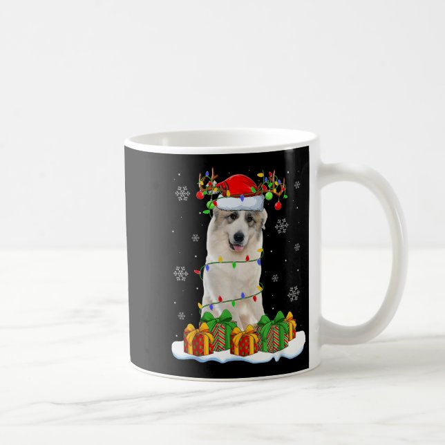 Great Pyrenees Dog Christmas Lights Santa Pet Dog  Coffee Mug (Right)