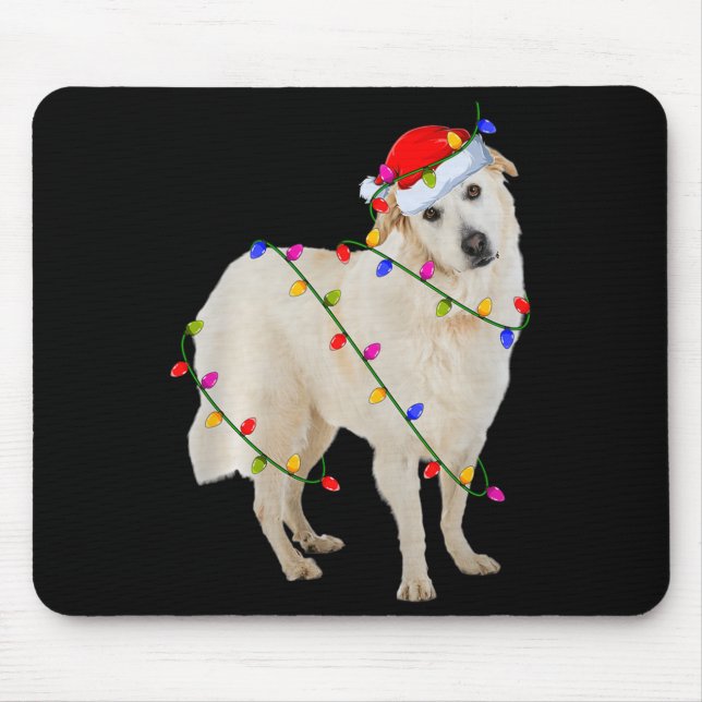 Great Pyrenees Dog Christmas Lights Santa Pet Dog  Mouse Pad (Front)