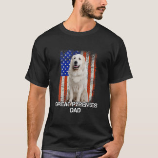 Great Pyrenees Dog Dad Father Day American Flag T-Shirt