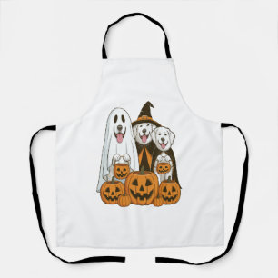 Great Pyrenees Dog Ghost Witch Halloween Matching Apron