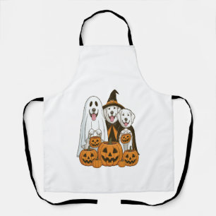 Great Pyrenees Dog Ghost Witch Halloween Matching  Apron