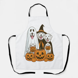 Great Pyrenees Dog Ghost Witch Halloween Matching Apron