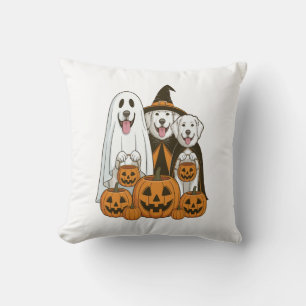 Great Pyrenees Dog Ghost Witch Halloween Matching Cushion