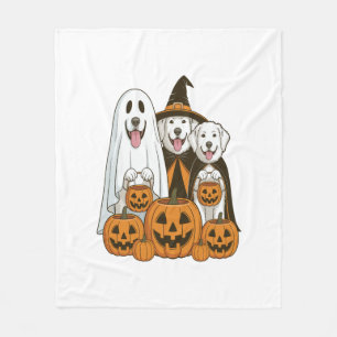 Great Pyrenees Dog Ghost Witch Halloween Matching  Fleece Blanket