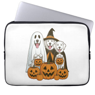 Great Pyrenees Dog Ghost Witch Halloween Matching Laptop Sleeve