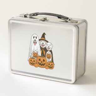 Great Pyrenees Dog Ghost Witch Halloween Matching Metal Lunch Box